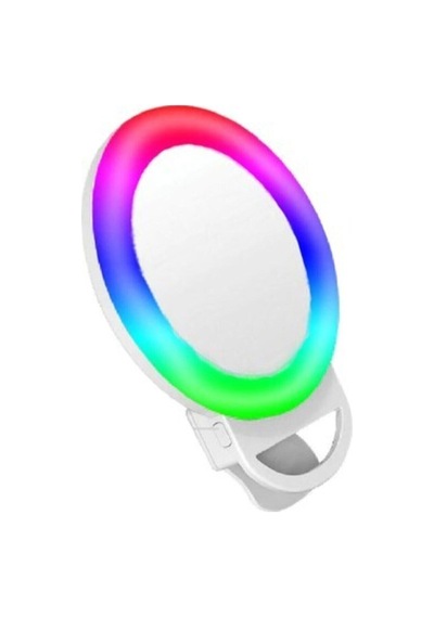 Şarjlı Aynalı Rgb Renkli Ring Light Led Selfie Telefon Pc Yayın Işığı Klipsli 10 Cm
