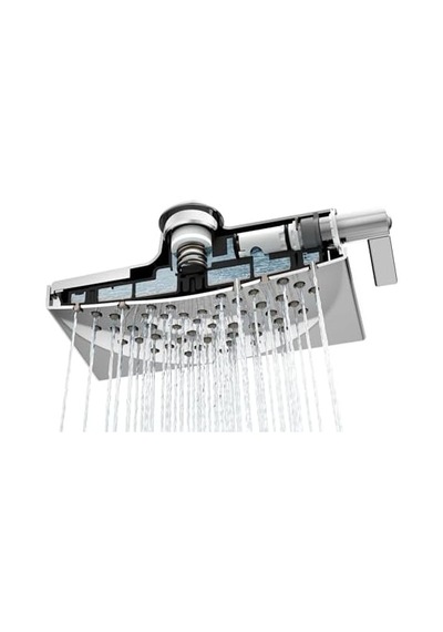 2.5 Gpm, Chrome - S6345 Velocity Two-function 20cm - 1.3cm Diameter Spray Rainshower Showerhead, Chrome