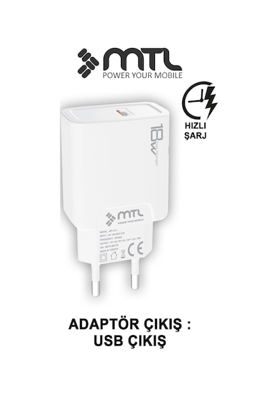 18w Qc 3.0 Destekli Hızlı Usb Adaptör + Lightning Apple Uyumlu iPhone Usb Kablo Hızlı Şarj Seti Mt1313