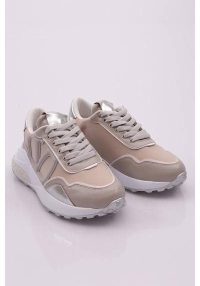 Dgn 041 Kadin V Desenli Sneaker 041-2252-R45615 Gümüş