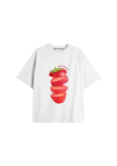 Kalic Studio Y2k Vintage Cherry Baskılı Siyah T-shirt Kod 50 Beyaz-50