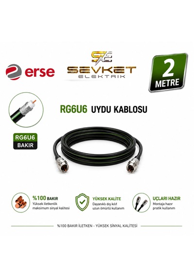 Erse Rg6u6 Anten Kablosu %100 Bakır 2  Metre