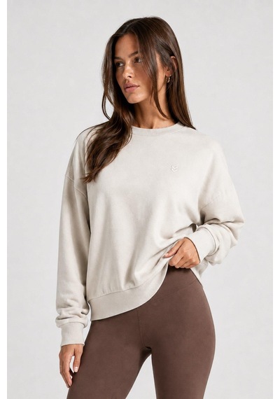 Hummel Dellax Sweatshirt 922548-9719 Krem Kadın Sweatshirt Gri