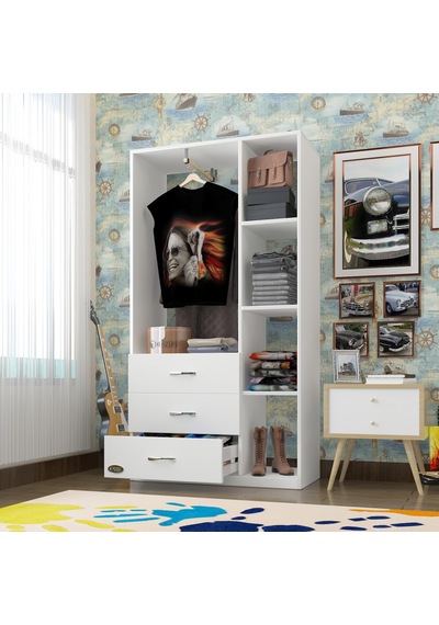 Kenzlife giysi dolabı ökkeş 175*90*40 byz gardırop 3 çekmeceli