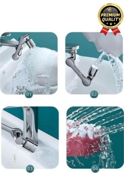 Çok Amaçlı Filtreli 2 Fonksiyonlu Mutfak Banyo 1080 Derece Dönebilen Akrobat Musluk Ucu Başlığı Çok Renkli