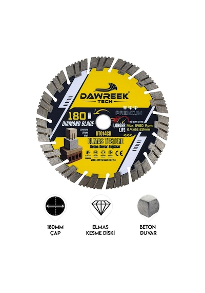 Dawreek Dt014cd 180mm Premium Segmentli Elmas Testere Beton-duvar-tuğla