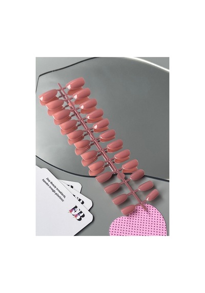 24 Adet Renkli Oval Kısa Takma Tırnak Seti 1077 Mercan Pembe