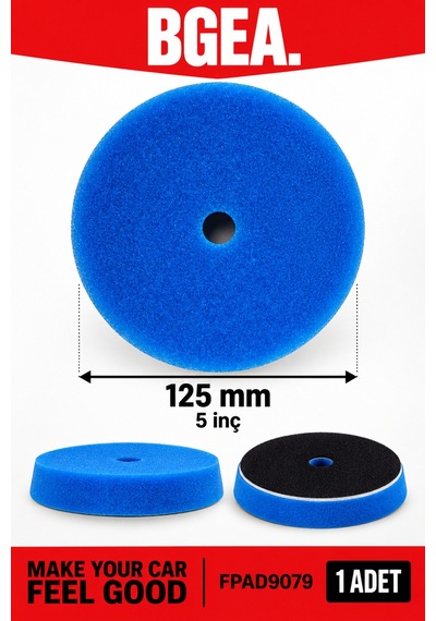 Bgea Mavi Sert Destek Tabanlı Pasta Süngeri 125 Mm 5 İnç Polisaj Pedi 1 Adet