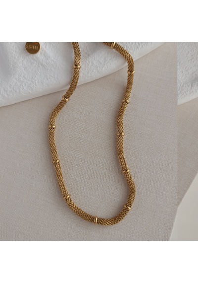 Lente Aksesuar Kadın Gold Çelik Hasır Boğumlu Zincir Kolye Gold