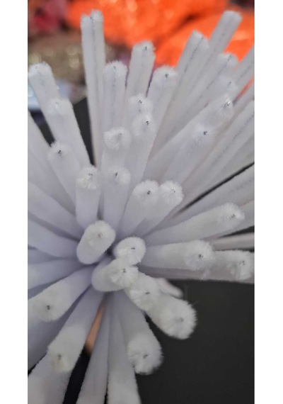 Şönil Renkli A024 Beyaz 30 Cm 100 Adet Beyaz 30 Cm Renkli Tüylü Tel 100 Li Beyaz