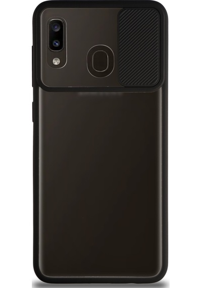 Samsung Galaxy A20 ile Uyumlu Kapak Lensi Açılır Kapanır Kamera Korumalı Silikon Kılıf