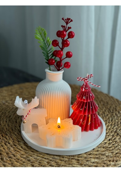 Kübra Design Candles Çam Ağaçlı Mum Seti