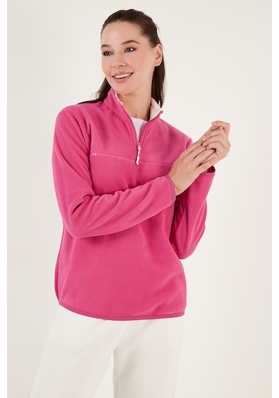 Lela Slim Fit Yumuşak Dokulu Anti-Pilling Tüylenme Yapmayan Yarım Fermuarlı Bayan Polar 5907000 Pembe