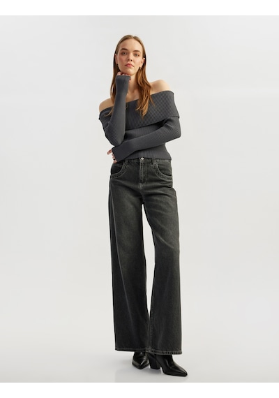 Koton Slim Fit Uzun Kollu Omzu Açık Madonna Yaka Triko Kazak Antrasit 5sal90022ht Antrasit Koton Slim Fit Uzun Kollu Omzu Açık Madonna Yaka Triko Kazak Antrasit 5sal90022ht Antrasit