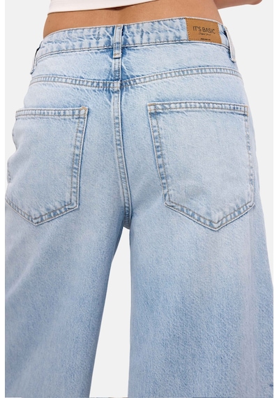 it's basic Kadın Ice 4s6-3 Palazzo Fit Kuş Gözü Detaylı Tasarım Denim Jean Buz Mavi