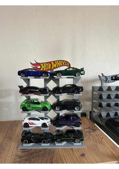 Hot Wheels Uyumlu 10 Araçlık Stand 1/64 Gri Renkli Logolu