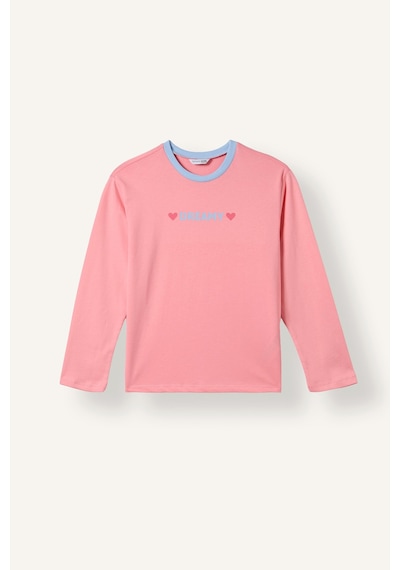 Defacto %100 Pamuk Bisiklet Yaka Uzun Koıllu Pijama Üstü Esnek Belli Uzun Pijama Altı 2li Pijama Takımı I2283a826aupn323 Pembe-pn323