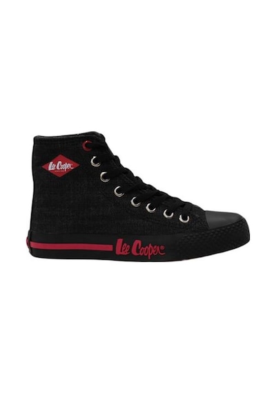 Lee Cooper Lc-30103 Anatomik Unisex Keten Kanvas Spor Ayakkabı Siyah - Kırmızı