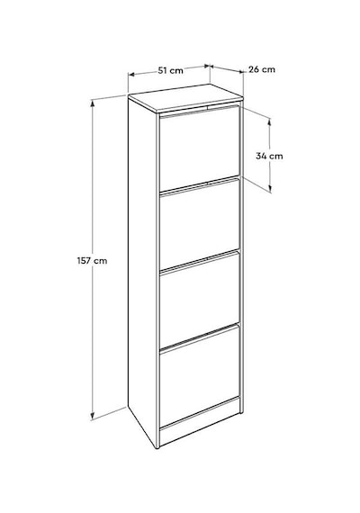 Flat Duo 4 Katlı Ayakkabılık - Florida Meşe 51x157x26 Cm Meşe