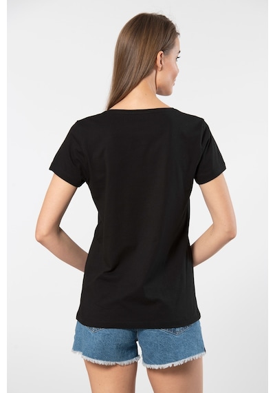 Wtshirt Milano Kısa Kol Derin V Yaka Kadın T-shirt Siyah 001