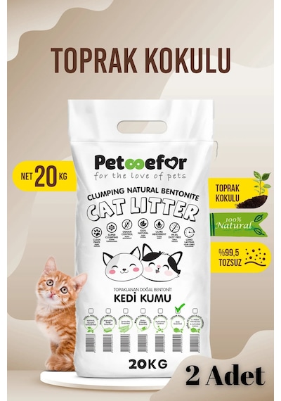 20 Kg Toprak Kokulu Yeni Nesil Organik Kahverengi Kedi Kumu X2 Adet