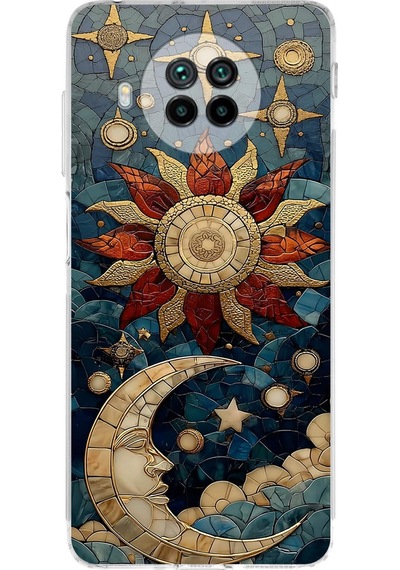 Printify Xiaomi Mi 10t Lite İle Uyumlu Vitray Sol Ve Luna Tasarımlı Şeffaf Silikon Kılıf Şeffaf