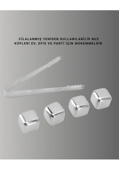 Paslanmaz Çelikten Üretilmiş Metal Buz Küpü Seti Ve Buz Klipsi Çok Renkli