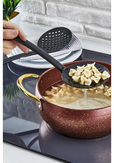 TEFLON SERVİS KEVGİR-220 DERECEYE KADAR DAYANIKLI-SİYAH