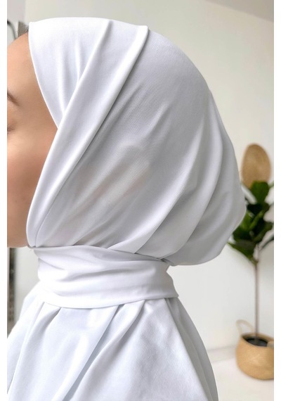 Kahijab Çıtçıtlı Bone - Beyaz - Standart Beyaz