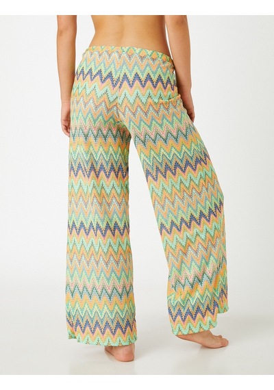 Koton Geniş Paça Pantolon Beli Lastikli Multıcolor 2sak60010bk 2SAK60010BKMIX Mavi
