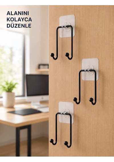 Shnstore 3'lü Yapışkanlı Askı Seti Ev Banyo Mutfak İçin Çok Amaçlı Askılık Shntknd0720 Çok Renkli