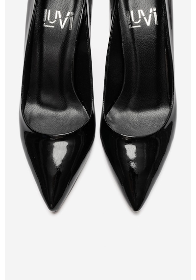 Luvi Shoes Morıel Siyah Rugan Hakiki Deri Kadın Topuklu Ayakkabı Rugan Siyah