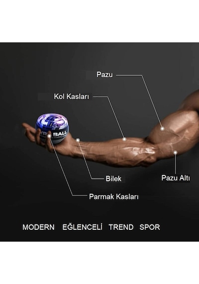 Upway Gyro Ball El ve Bilek Egzersiz Topu - Otomatik Jiroskop Kol Kuvvet Spor Ekipmanı