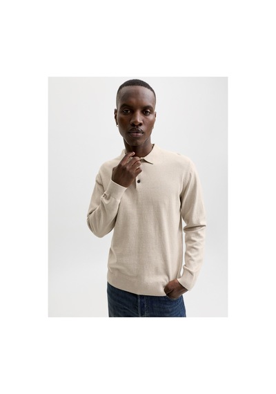 Jack & Jones Jjebasıc Knıt Ls Polo Sn Bej