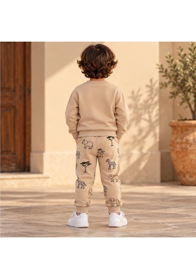 Maxx Kelın Erkek Çocuk Bej 2 İplik Şardonlu Baskılı Eşofman Takımı Hayvan Desenli Sweatshirt Ve Pantolon Maxx Kelın Erkek Çocuk Bej 2 İplik Şardonlu Baskılı Eşofman Takımı Hayvan Desenli Sweatshirt Ve Pantolon