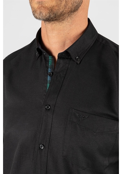 Tudors Klasik Fit Rahat Kesim Poplin Oxford Erkek Gömlek-23431 Siyah