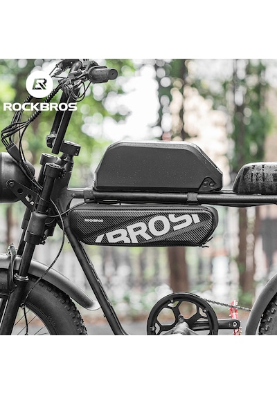 Rockbros 4.5l Super73 Uyumlu Elektrikli Bisiklet Kadro Çantası Geniş Hacimli Çift Taraflı Reflektörlü Sert Kabuk Siyah
