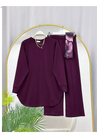 Lovie Moda Kadın Oysh Kumaş İkili Takım Mor