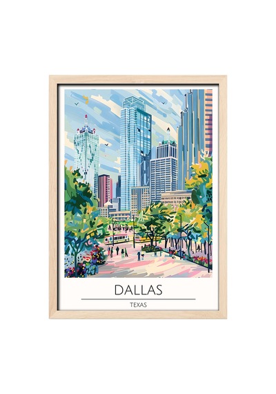 Dallas Texas Ahşap Çerçeveli Dekoratif Duvar Tablosu Ahşap 01