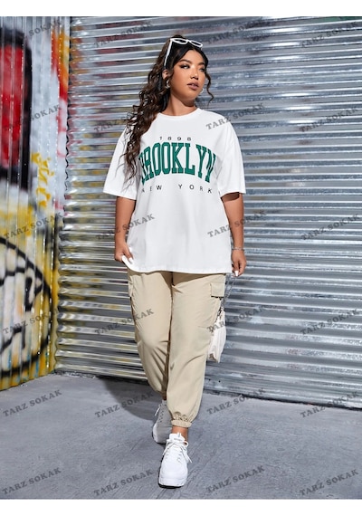 Adrift 1898brooklyn Baskılı Oversize Kalıp Unisex T-shirt Beyaz