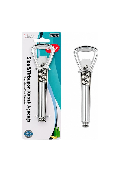 Metal 3in1 Tirbüşon Kapak Açacak Renkli