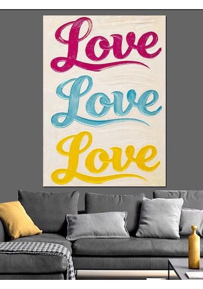 Ahşap Tablo Renkli Love Yazısı Posteri