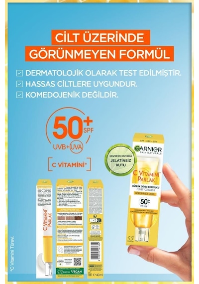 Garnier Vitamin C Daily Uv Invisible Günlük Koruyucu Yüz Güneş Kremi SPF50+ 40 ML