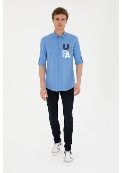 U.s. Polo Assn. Erkek Açık Mavi Gömlek Desenli 50283781-vr003 Mavi
