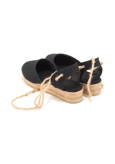 Star Tombis Gerçek Elişi Hasır Jüt Bileğe Bağlı Ipli Günlük Kadın Espadril Handmade Siyah