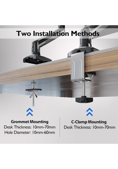 13-32 İnç Gazlı Amortisörlü Tekli Monitör Kolu, 9 Kg A Kadar, Tam Hareketli, Vesa 75x75/100x100