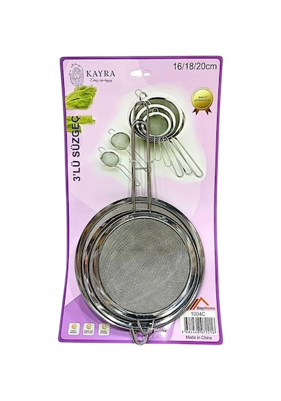 Çelik 3'li Süzgeç 16-18-20 Cm Beyaz - Çok Renkli