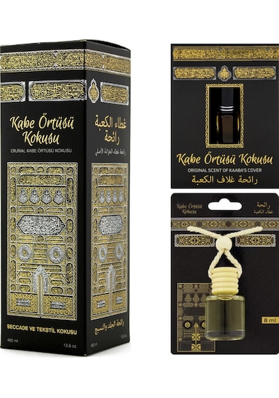 Esved Kabe Örtüsü Kokusu Avantajlı Paket 400 Ml Sprey Premium + 3 Ml Alkolsüz Esans + 8 Ml Araba Kokusu Kabe Örtüsü
