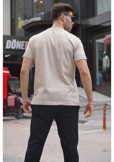 Madmext Taş Rengi Regular Fit Basic Erkek Tişört 6131-taş Rengi Taş