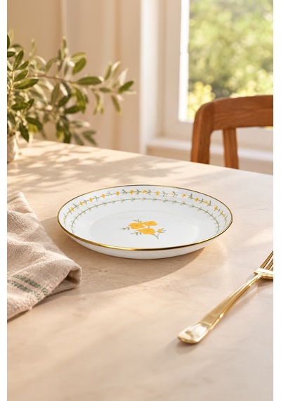 Bernardo Almera Emaye Servis Tabağı 32 Cm Beyaz - Pembe